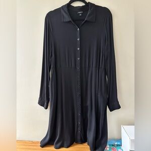 Torrid Black Long Sleeve Button-Front Dress
